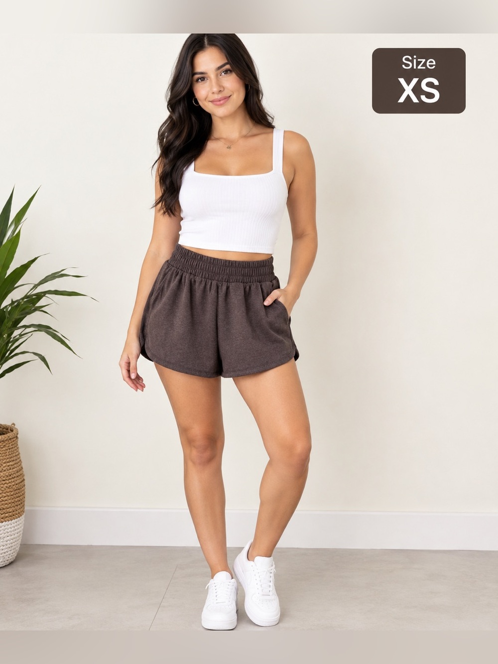 Danskin Brown Elastic-Waist Athletic Lounge Shorts